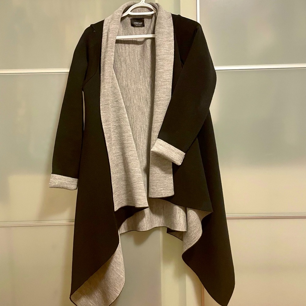 Zara knit open sweater - Black/Grey - M
